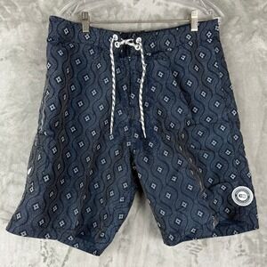 Counter Culture Men Starfire‎ Board Shorts Navy White Print Swim Trunks Size 32
